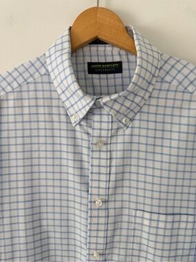 John Bartlett Light Blue Checked Button-Down Shirt